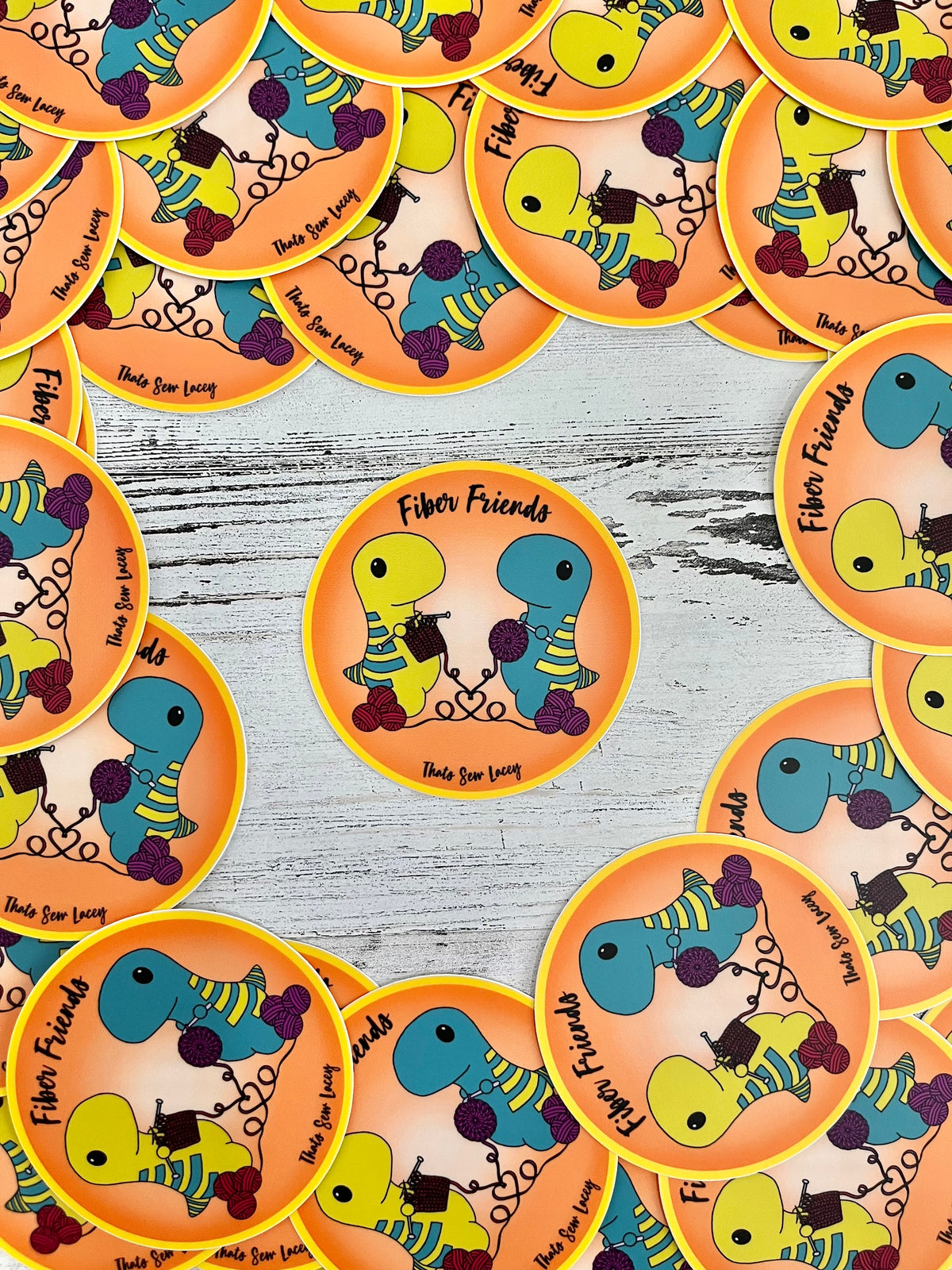 Fiber Friends Dinosaurs - 3” Circle Cut Sticker