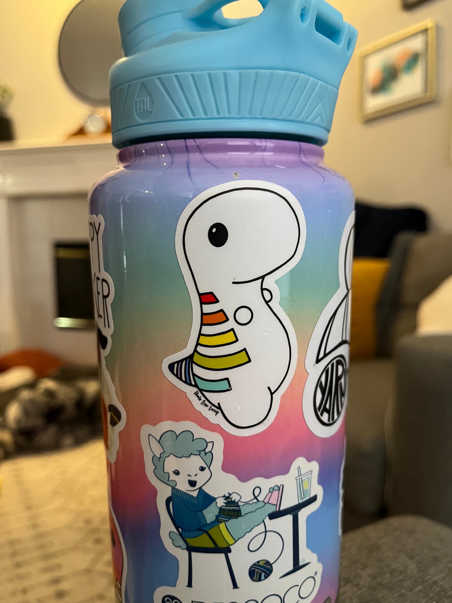 Rainbow Chubby Dinosaur - 3” Die Cut Sticker