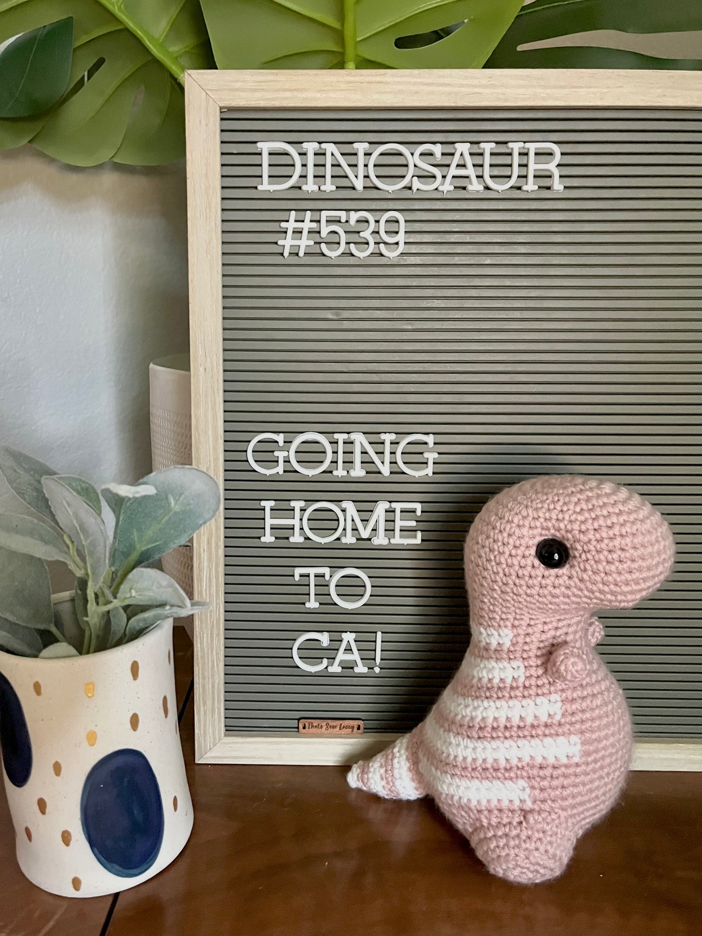 Light Rose Pink & White - Chubby Dinosaur