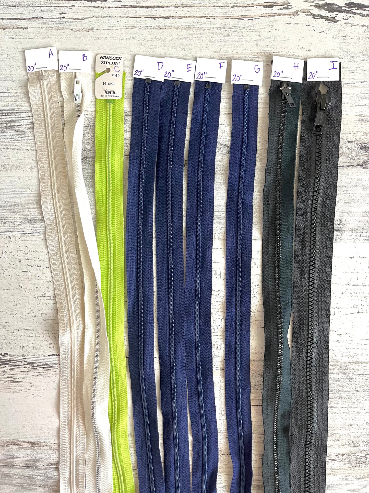 20 inch Zippers