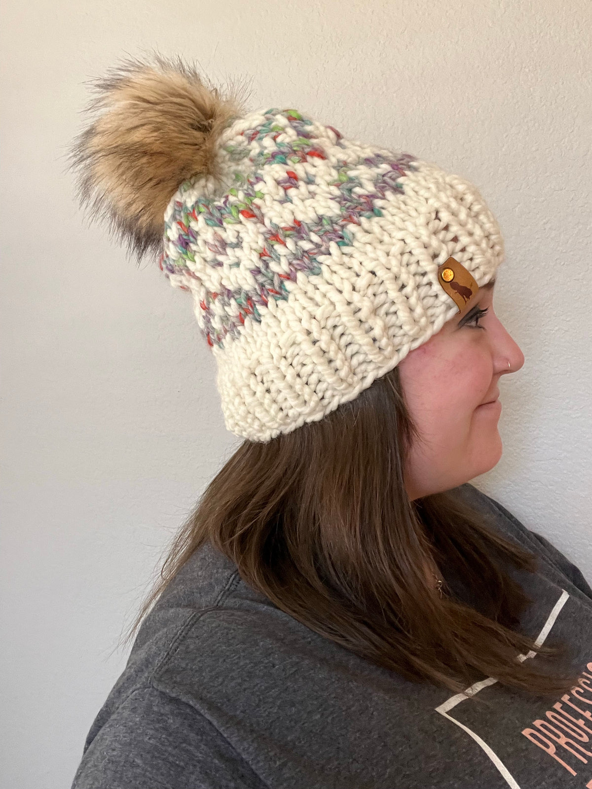 Stained Glass Diamonds with Faux Fur Pom
