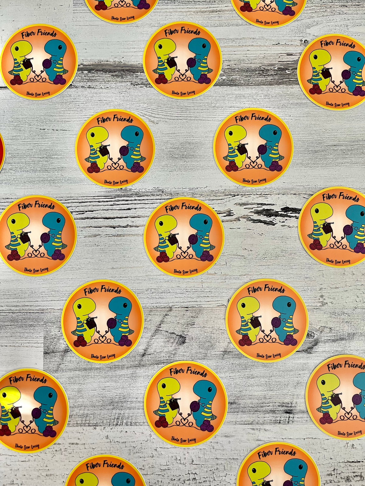 Fiber Friends Dinosaurs - 3” Circle Cut Sticker