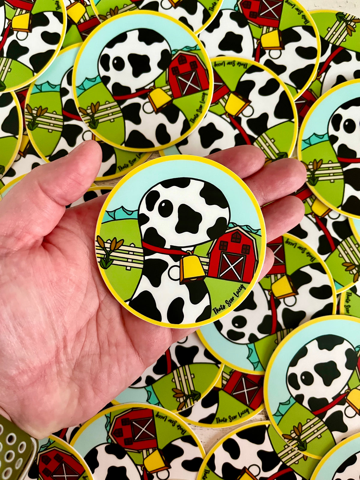 Dairy Cow Chubby Dinosaur - 3” Circle Cut Sticker