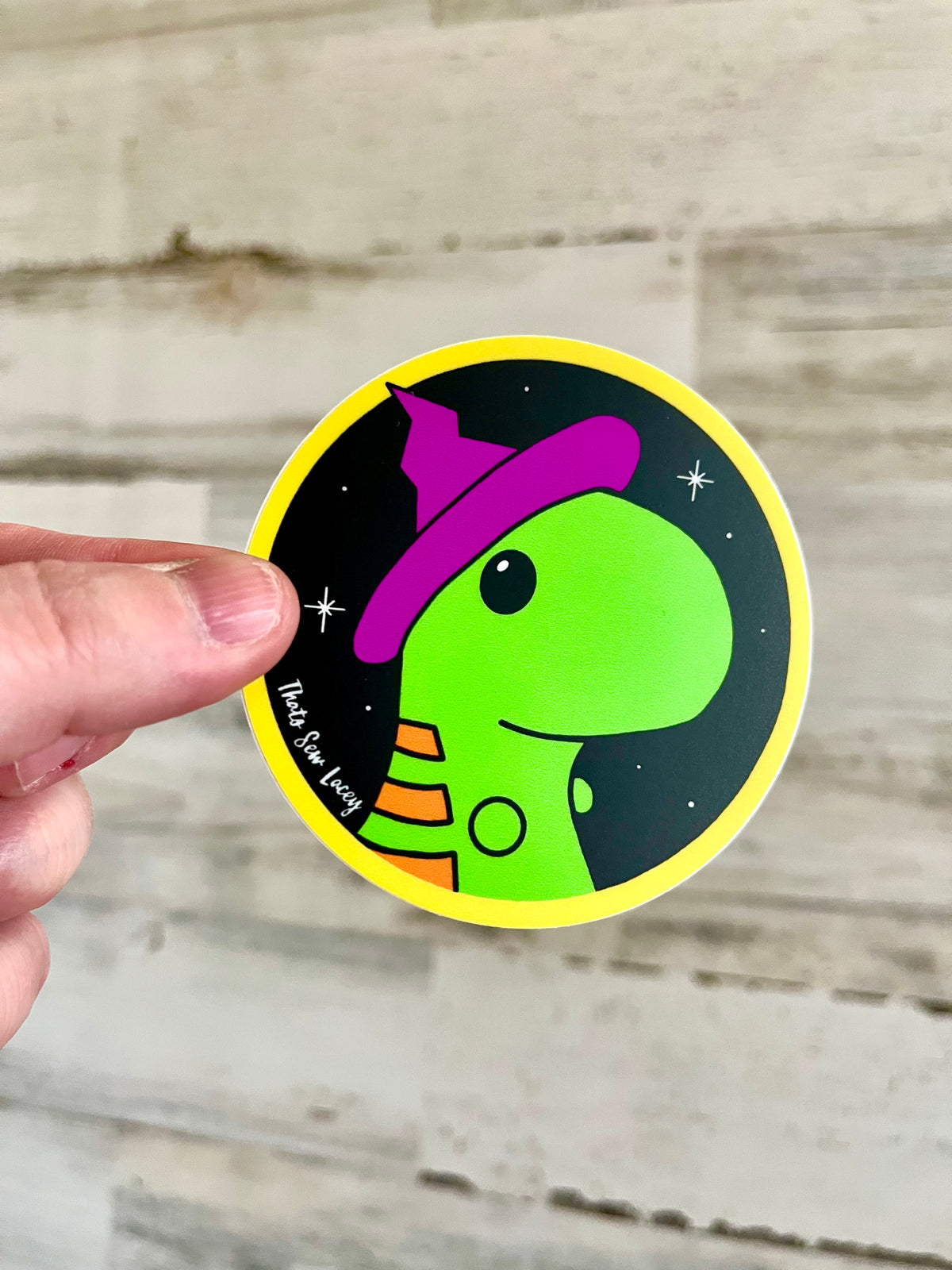 Witchy Chubby Dinosaur - 3” Circle Cut Sticker