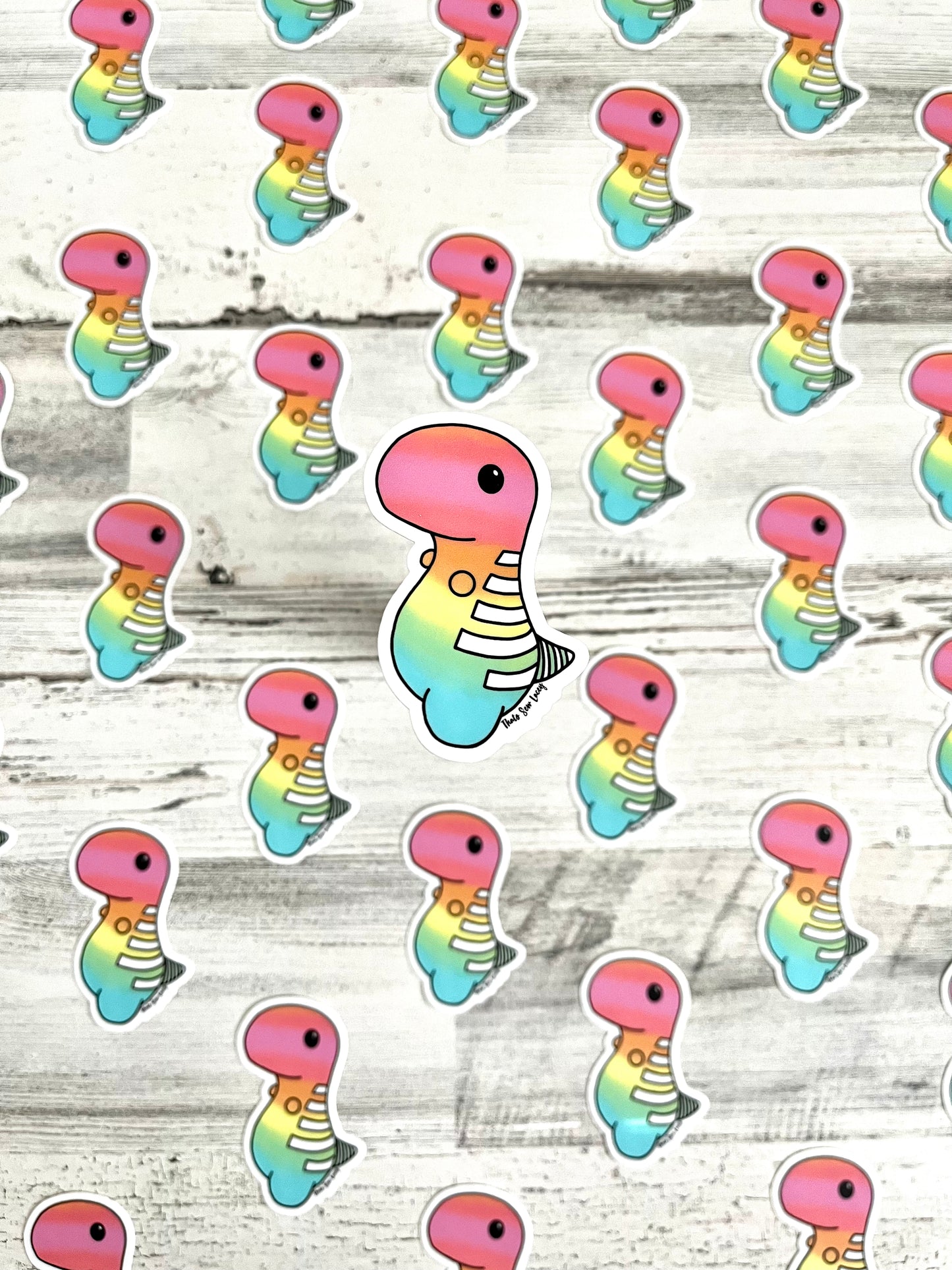 Pastel Ombre Chubby Dinosaur - 3” Die Cut Sticker