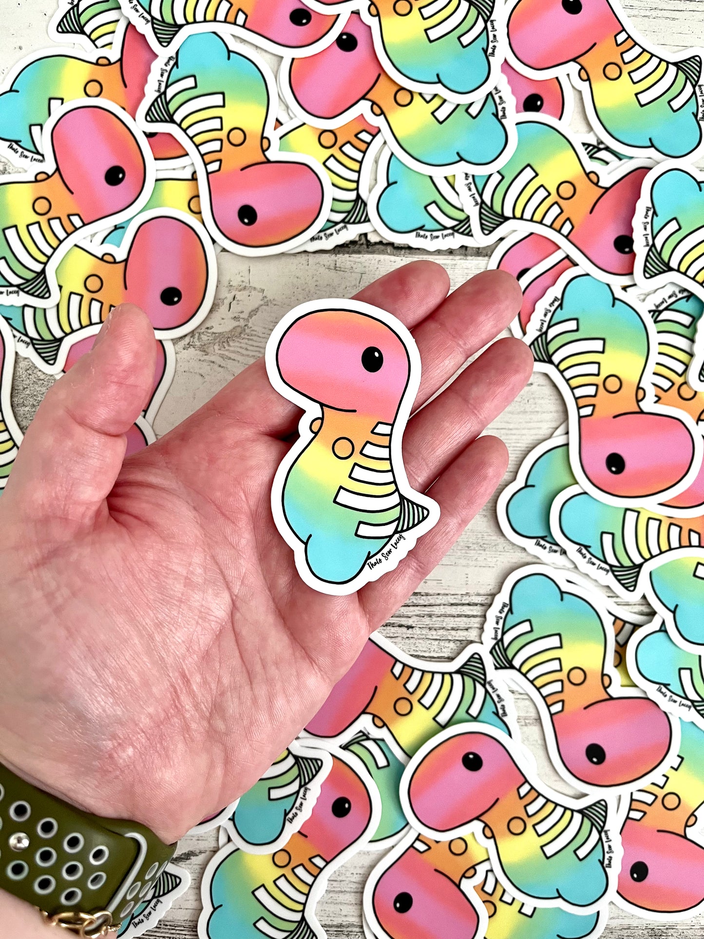 Pastel Ombre Chubby Dinosaur - 3” Die Cut Sticker