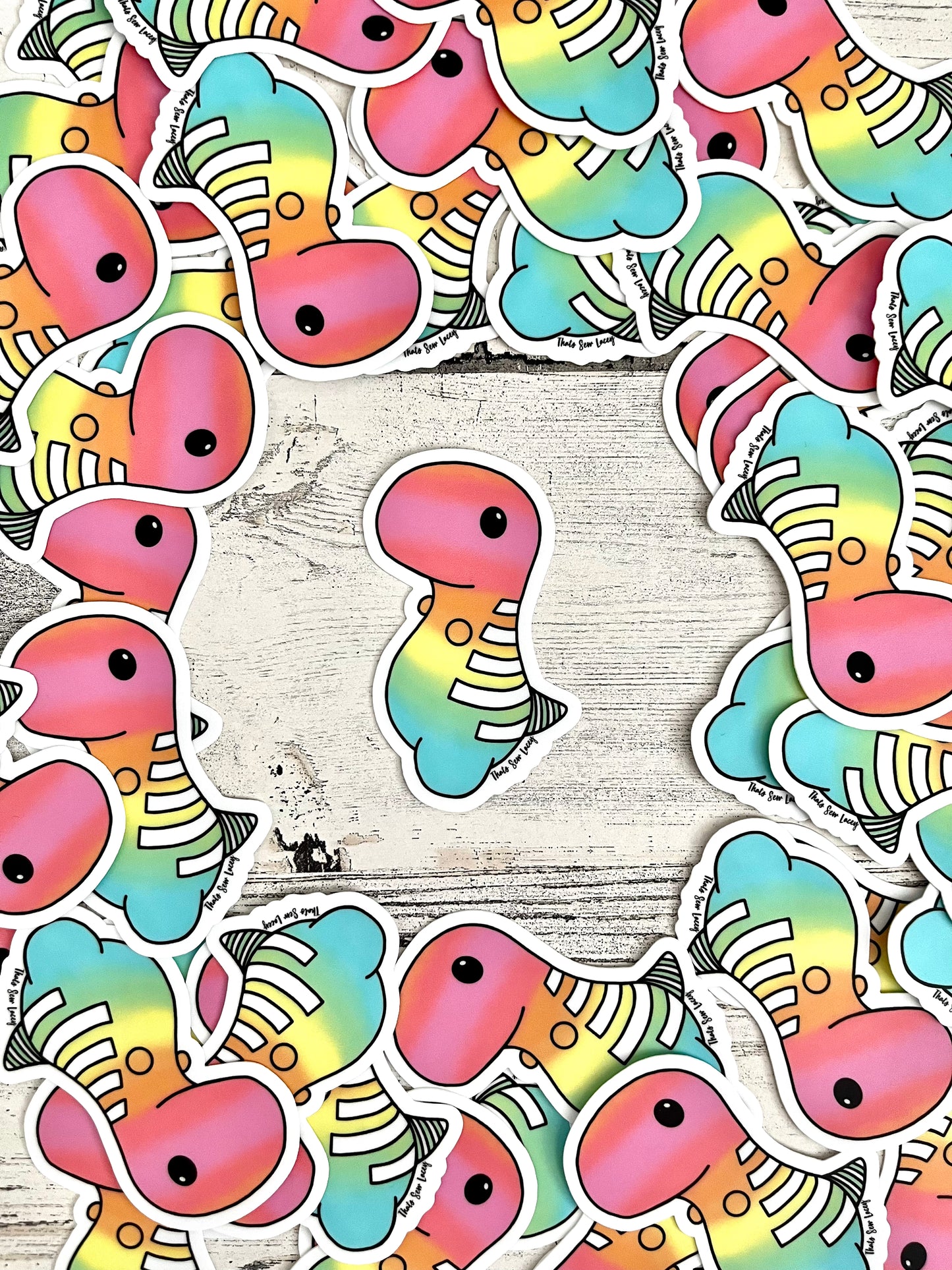 Pastel Ombre Chubby Dinosaur - 3” Die Cut Sticker