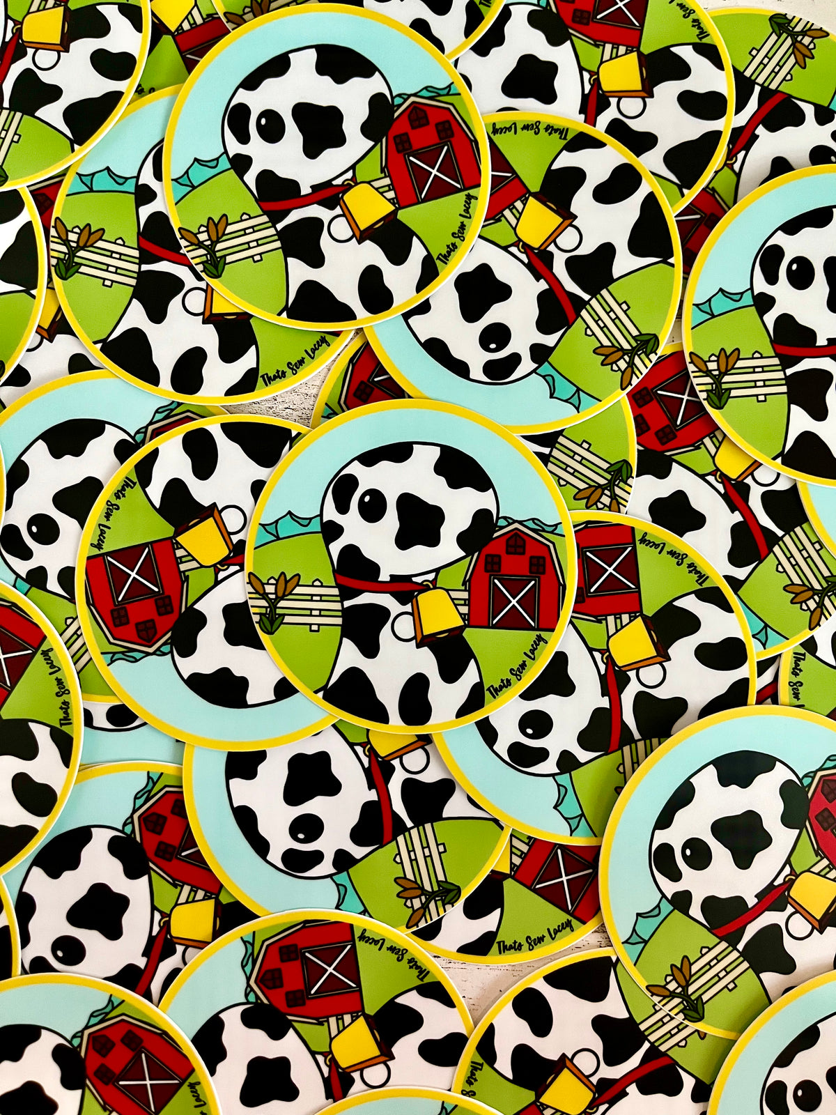 Dairy Cow Chubby Dinosaur - 3” Circle Cut Sticker