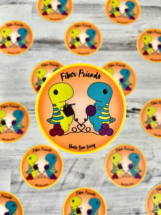 Fiber Friends Dinosaurs - 3” Circle Cut Sticker