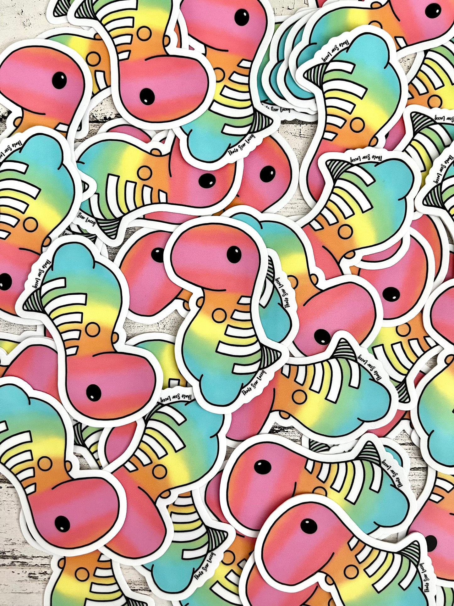 Pastel Ombre Chubby Dinosaur - 3” Die Cut Sticker