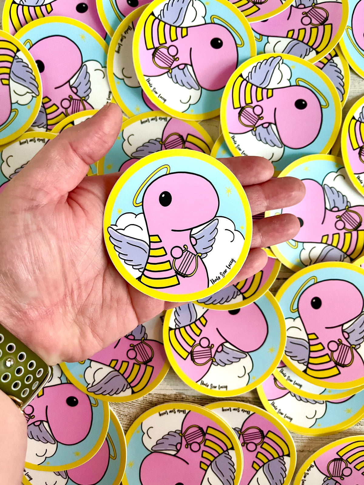 Angel Dinosaur - 3” Circle Cut Sticker