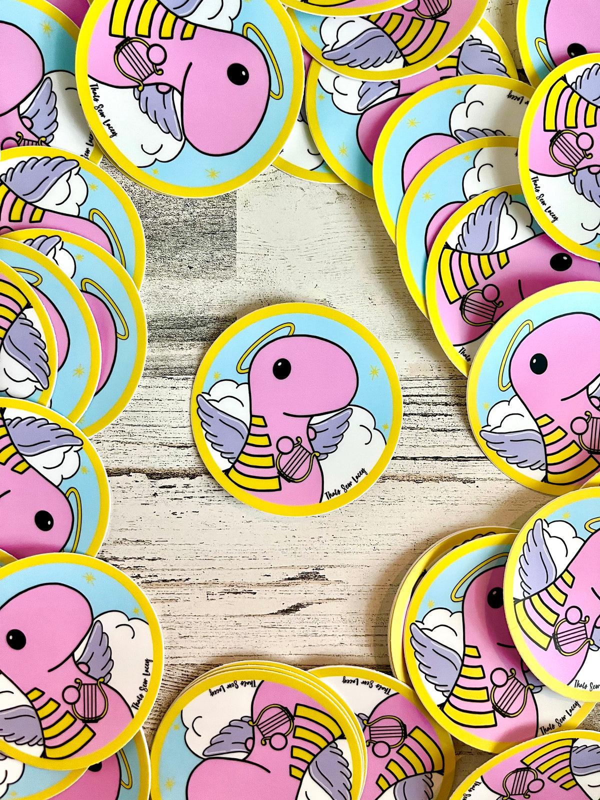 Angel Dinosaur - 3” Circle Cut Sticker