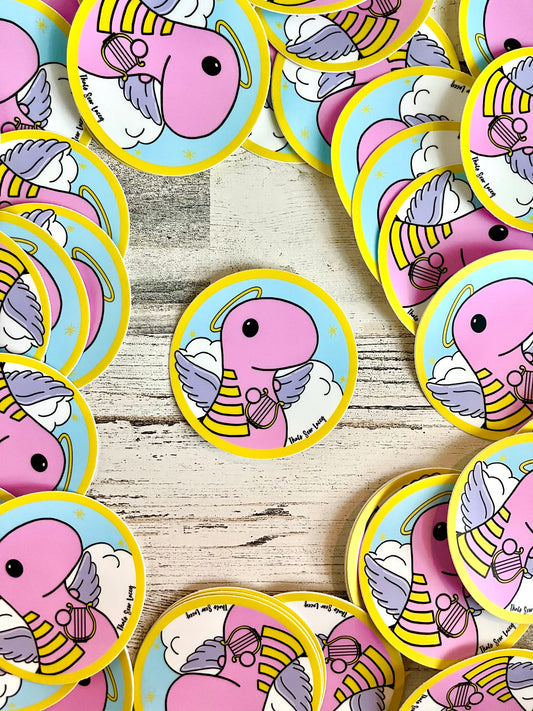Angel Dinosaur - 3” Circle Cut Sticker