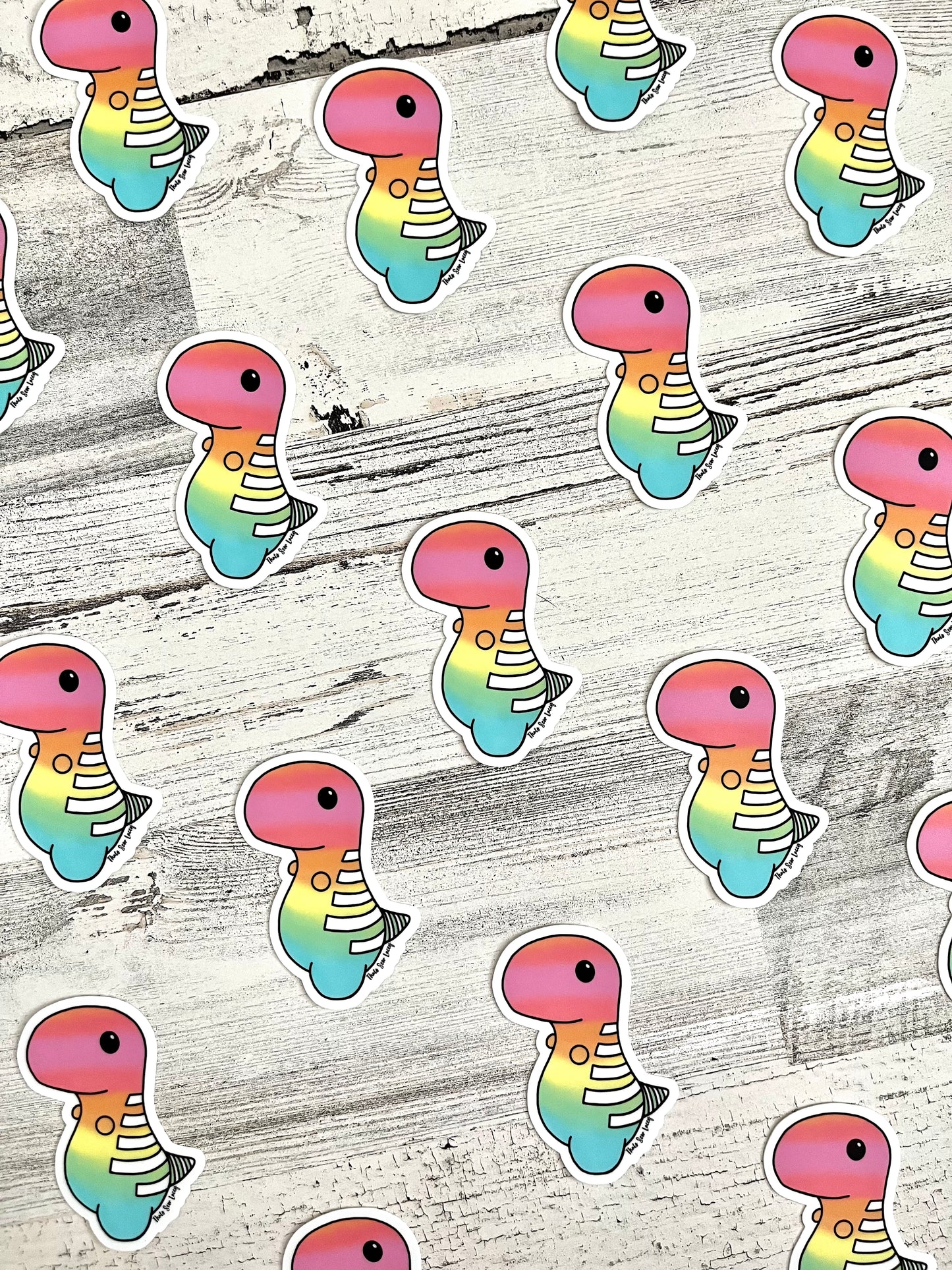 Pastel Ombre Chubby Dinosaur - 3” Die Cut Sticker