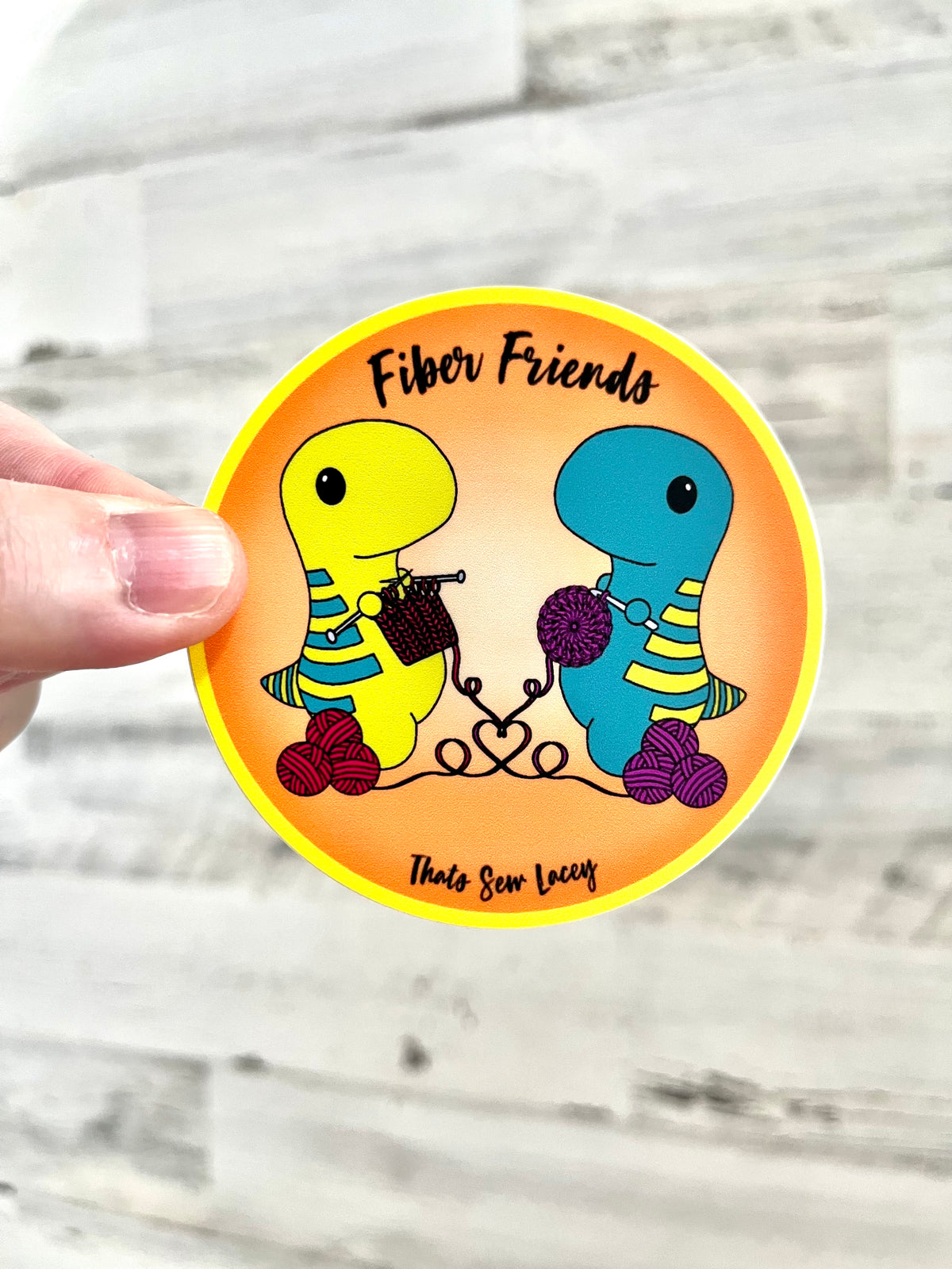Fiber Friends Dinosaurs - 3” Circle Cut Sticker