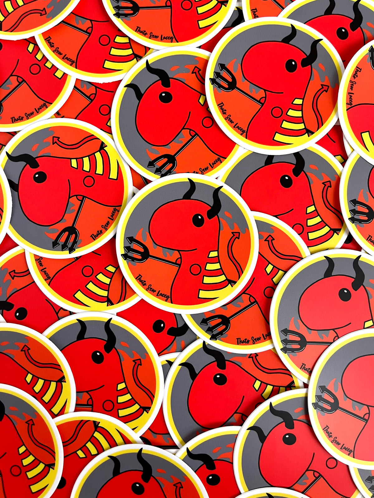 Devil Chubby Dinosaur - 3” Circle Cut Sticker