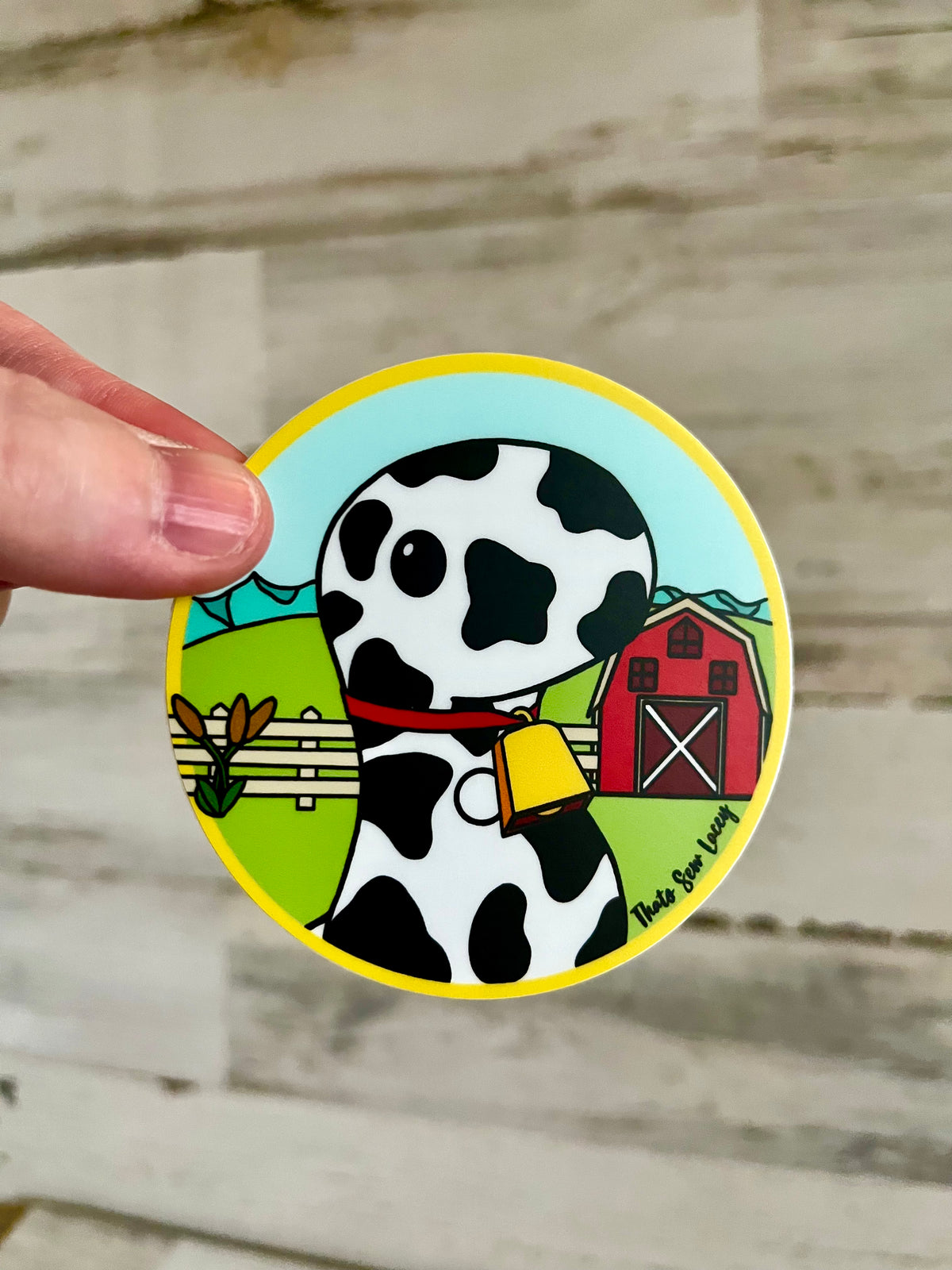 Dairy Cow Chubby Dinosaur - 3” Circle Cut Sticker