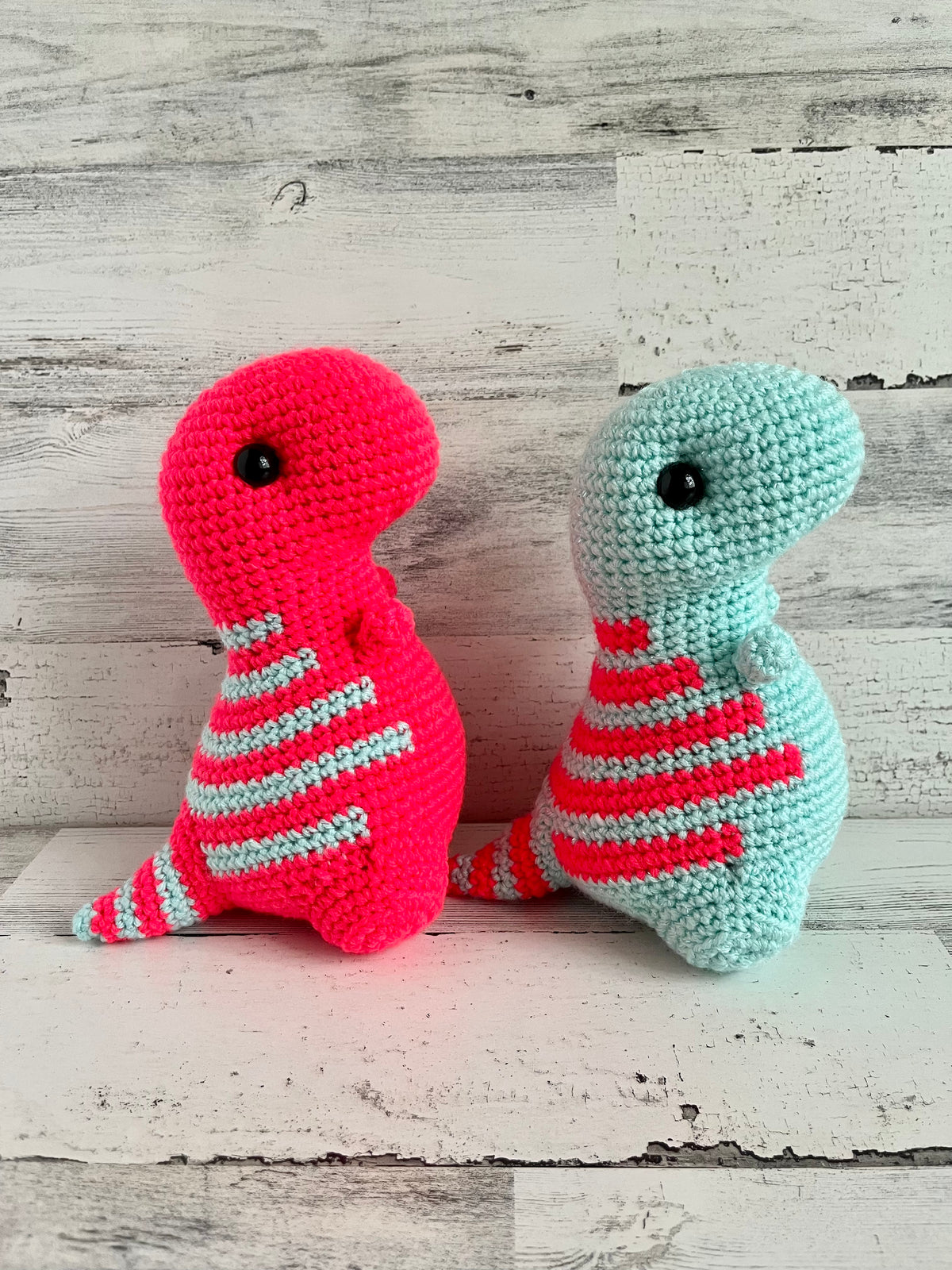 Sparkle Turquoise & Coral - Chubby Dinosaur
