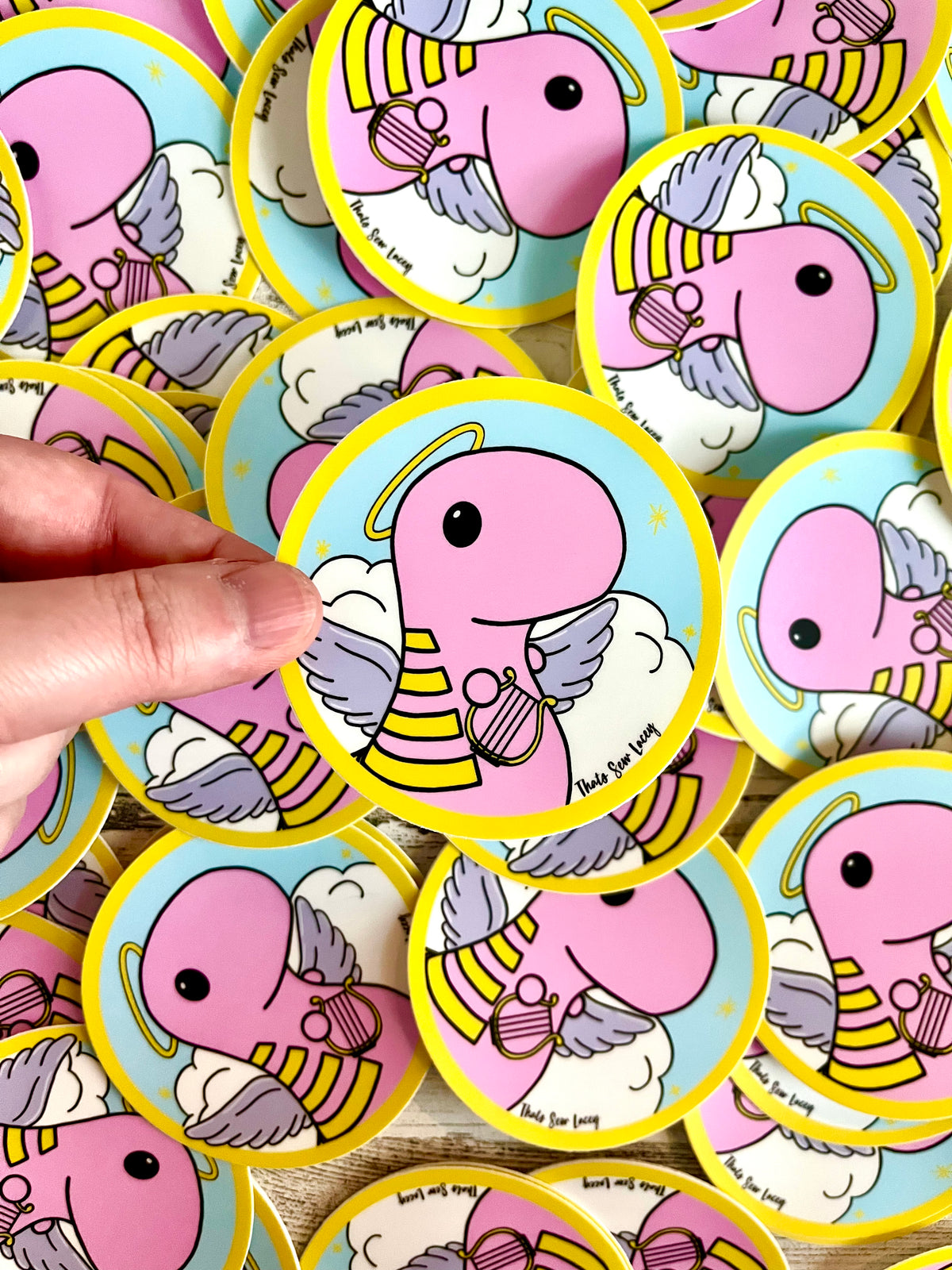 Angel Dinosaur - 3” Circle Cut Sticker