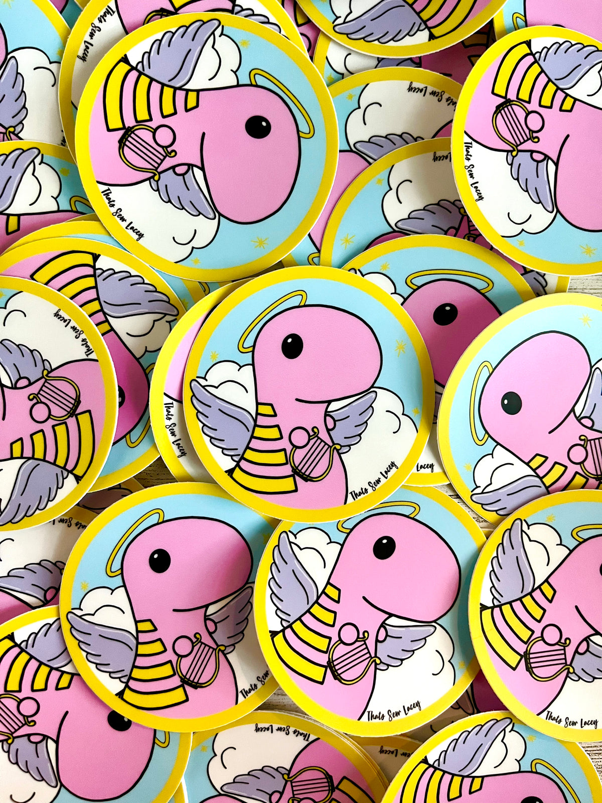 Angel Dinosaur - 3” Circle Cut Sticker