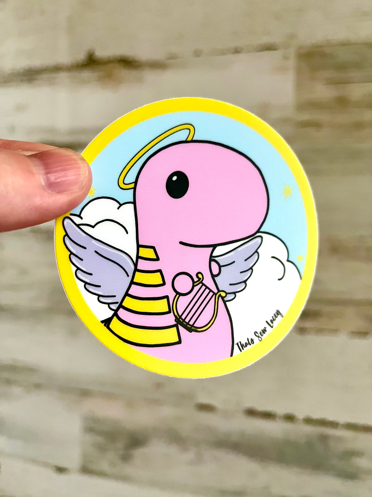 Angel Dinosaur - 3” Circle Cut Sticker