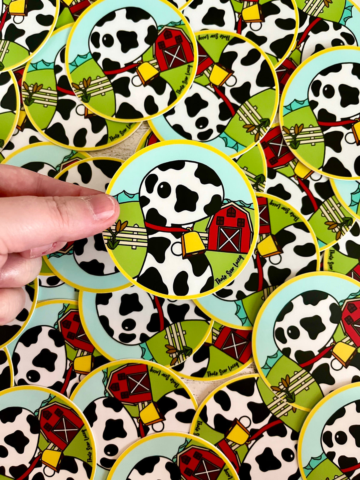 Dairy Cow Chubby Dinosaur - 3” Circle Cut Sticker