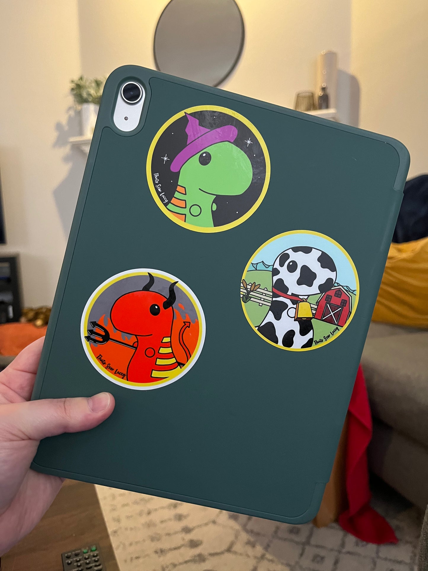 Dairy Cow Chubby Dinosaur - 3” Circle Cut Sticker