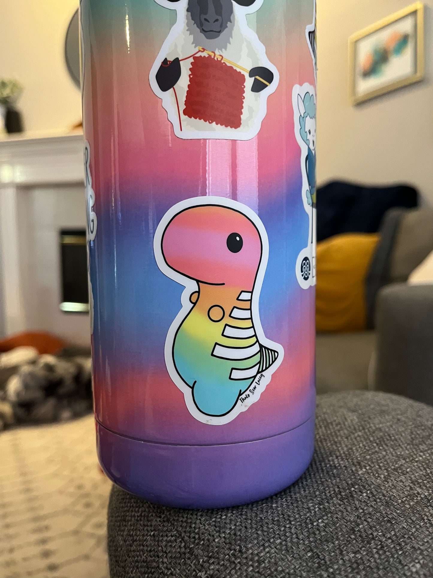 Pastel Ombre Chubby Dinosaur - 3” Die Cut Sticker