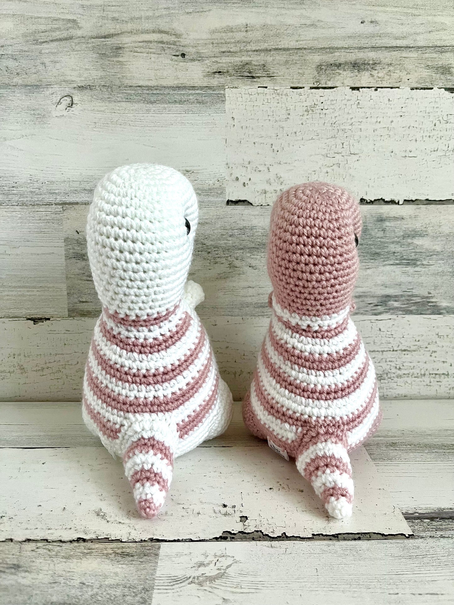 Light Rose Pink & White - Chubby Dinosaur