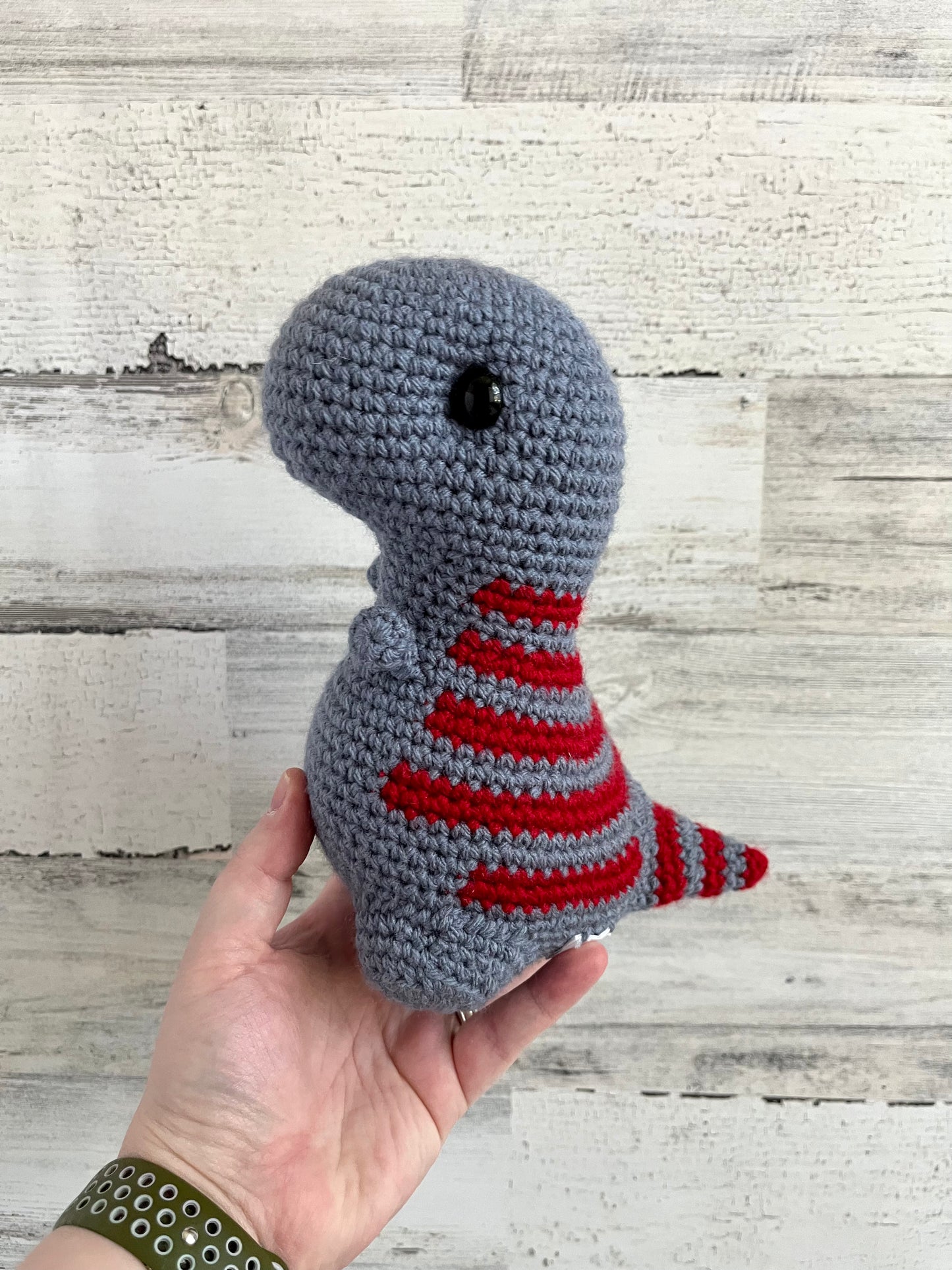 Dusty Blue & Red - Chubby Dinosaur