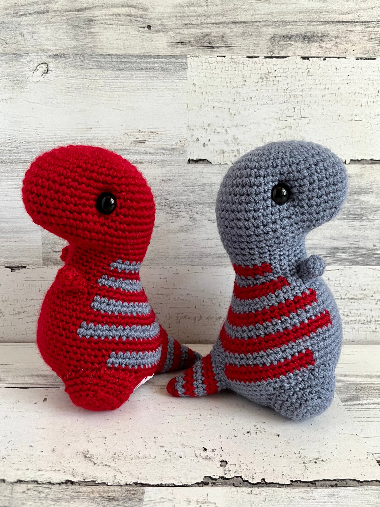 Dusty Blue & Red - Chubby Dinosaur