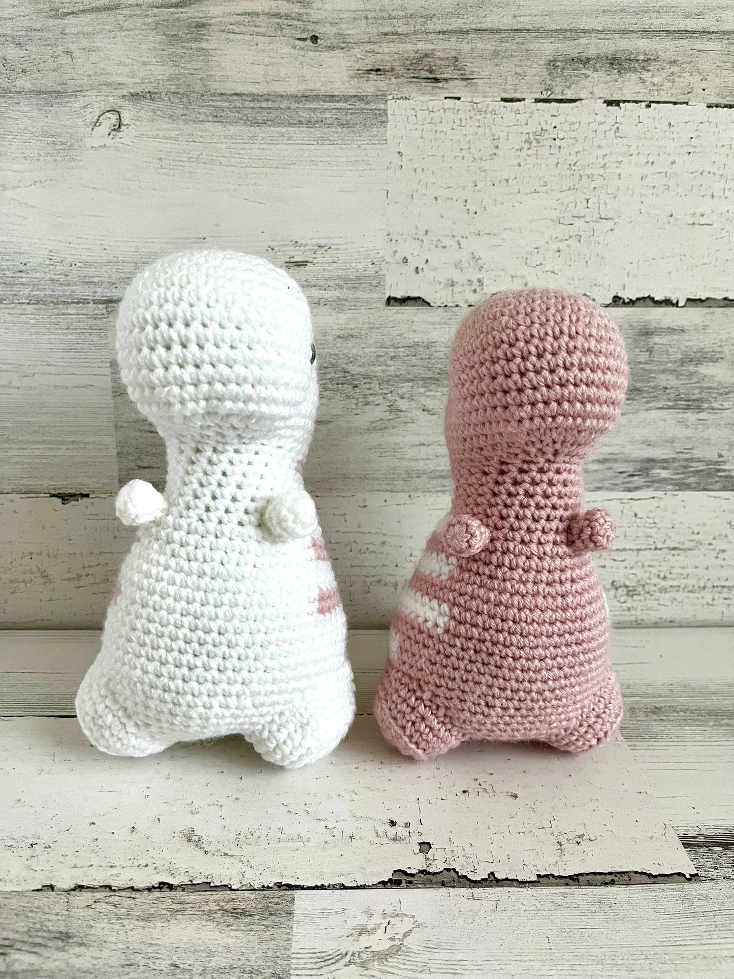 Light Rose Pink & White - Chubby Dinosaur