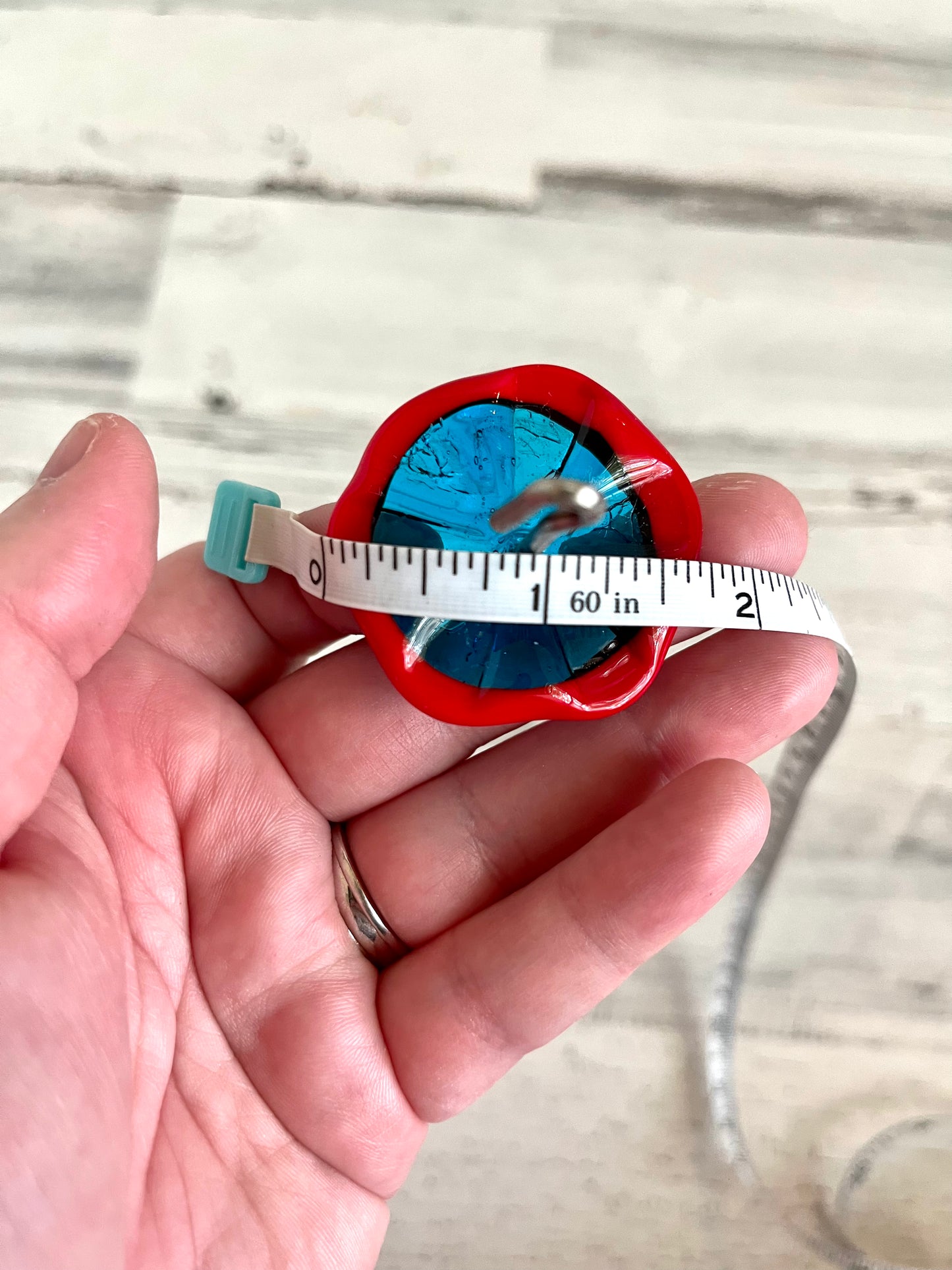 Top Whorl Red & Blue Glass Drop Spindle