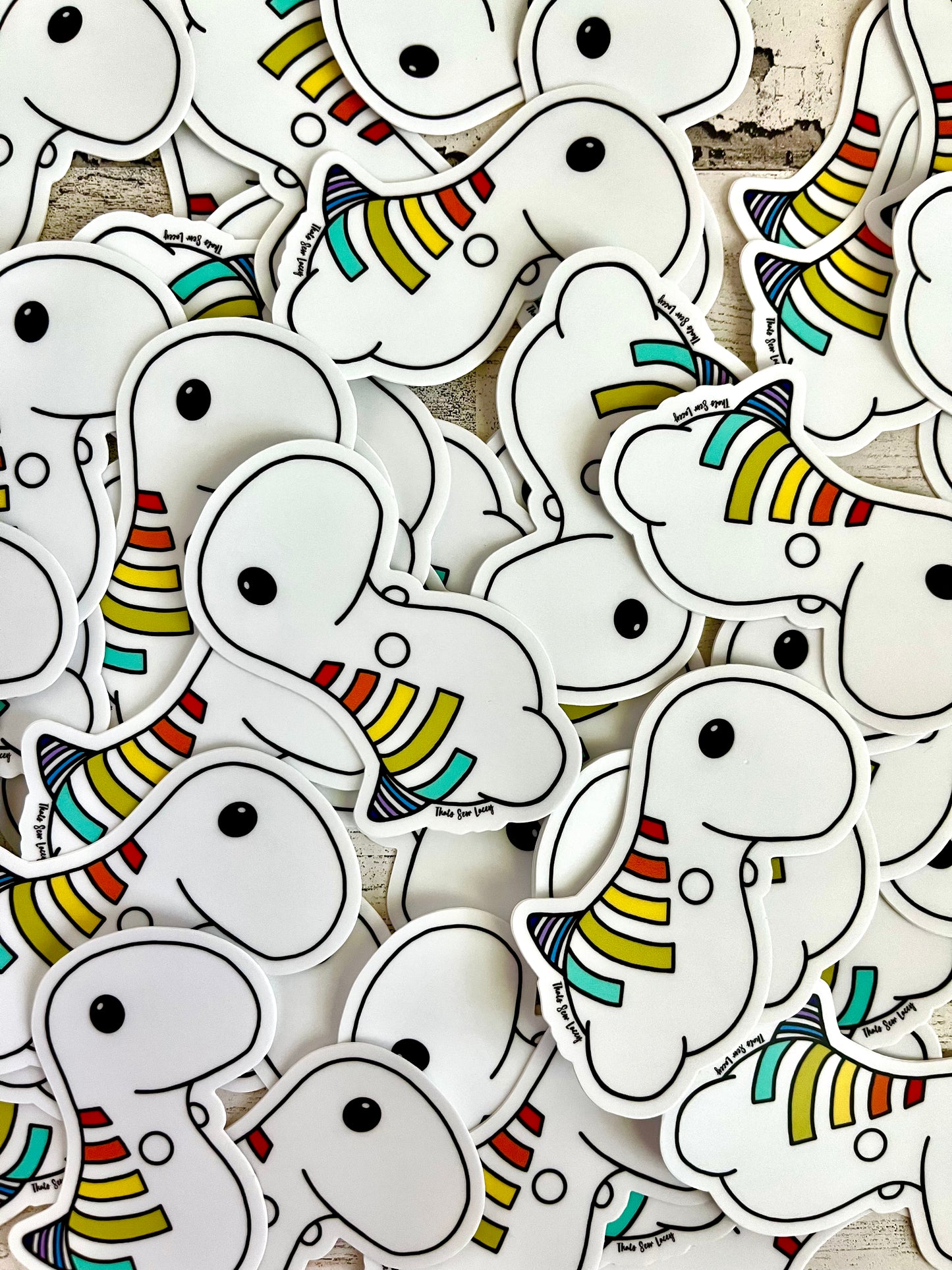 Rainbow Chubby Dinosaur - 3” Die Cut Sticker