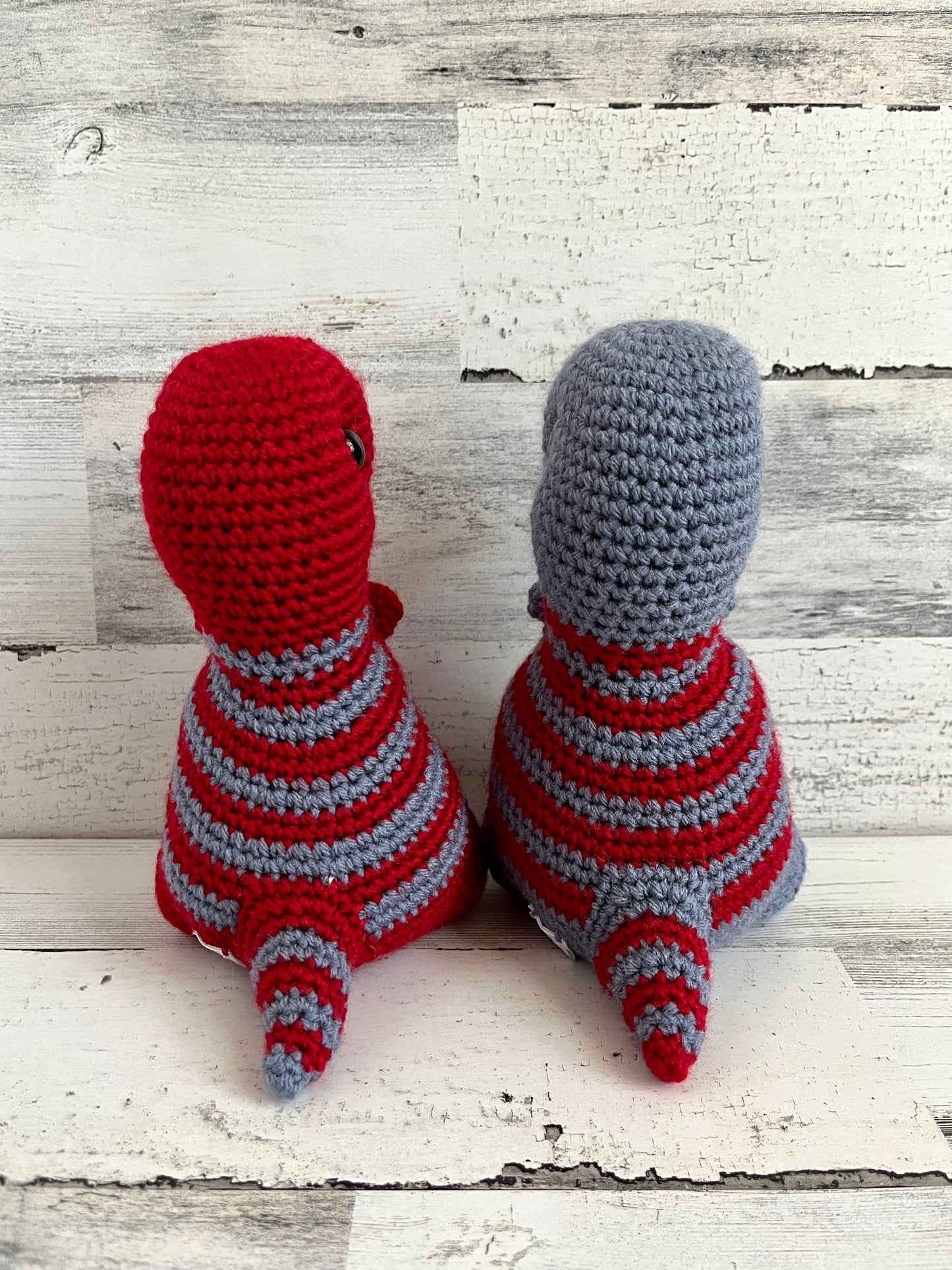 Dusty Blue & Red - Chubby Dinosaur