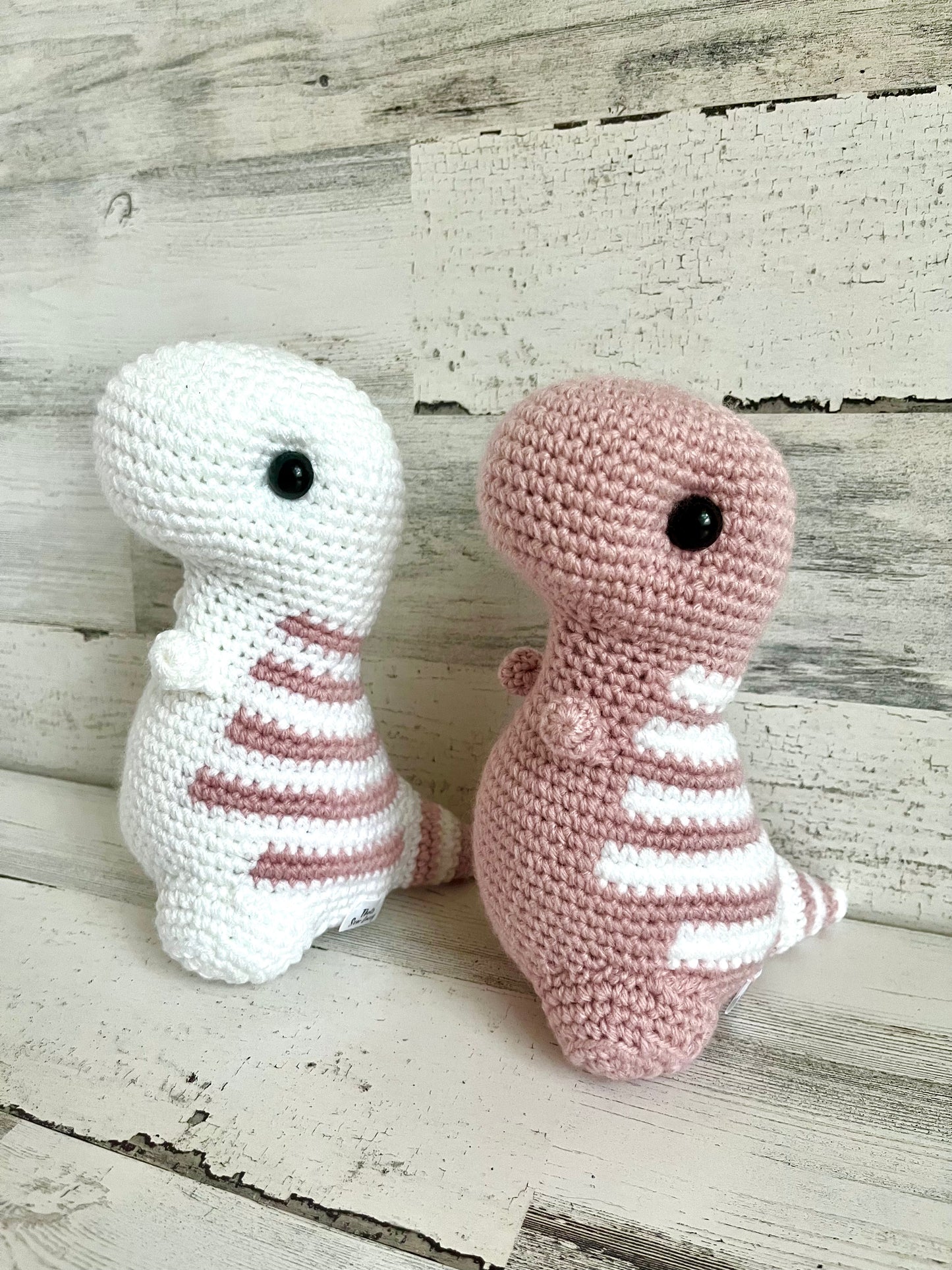 Light Rose Pink & White - Chubby Dinosaur