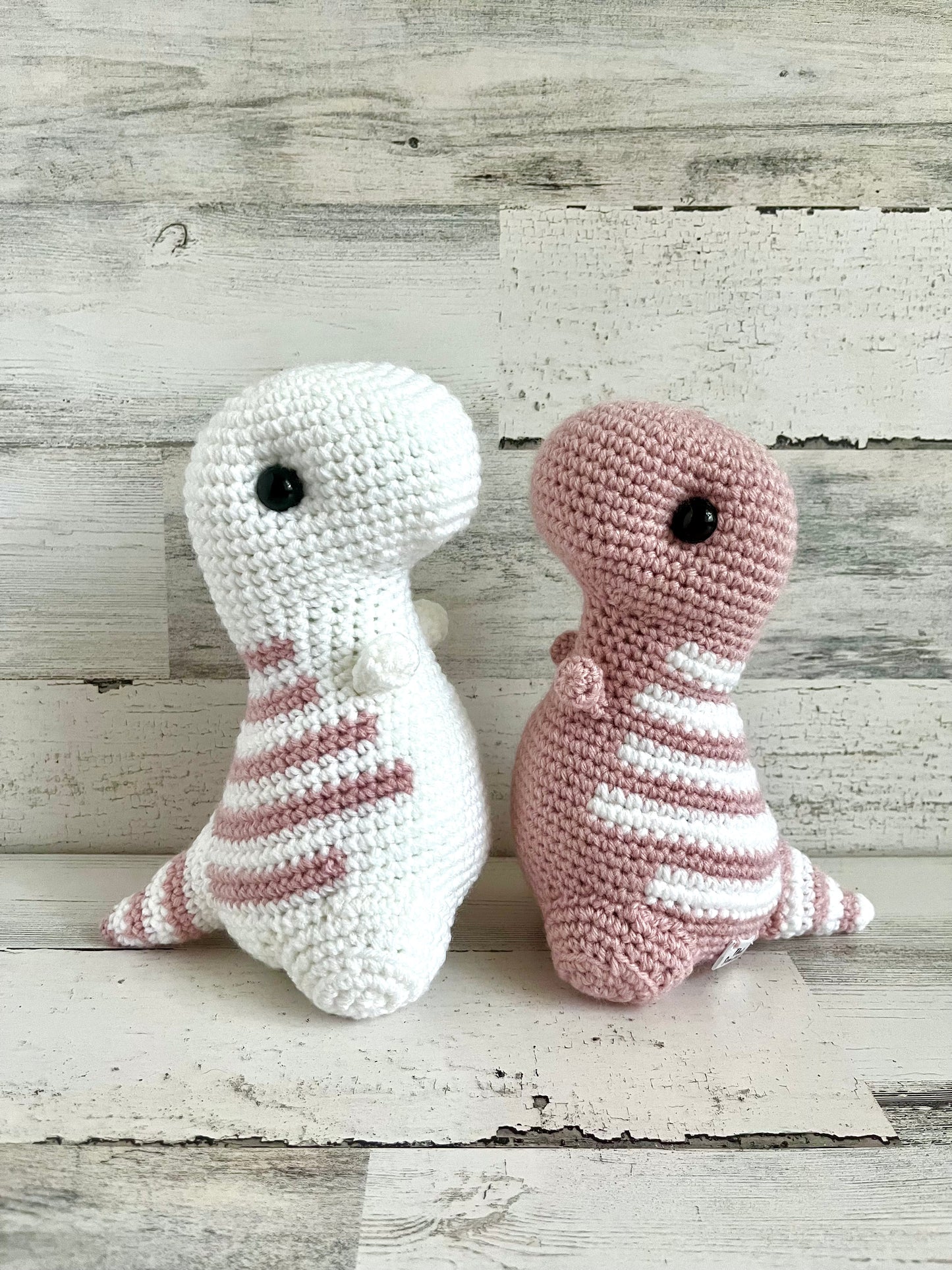 Light Rose Pink & White - Chubby Dinosaur