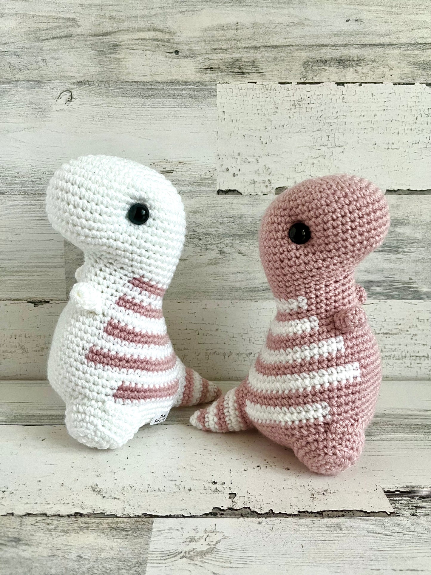 Light Rose Pink & White - Chubby Dinosaur