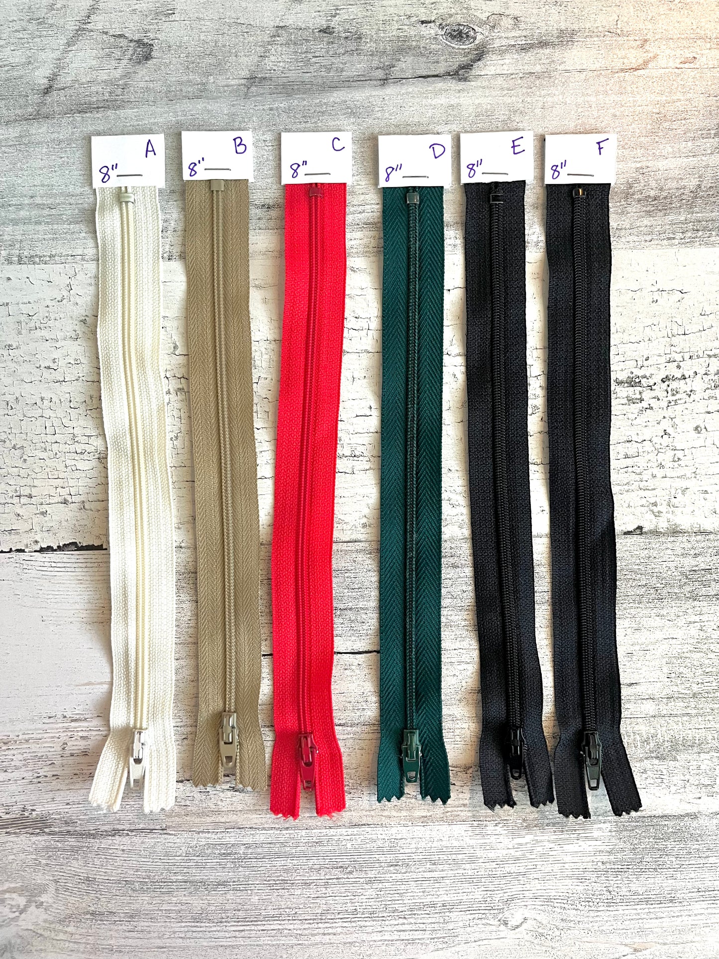 8 inch Zippers