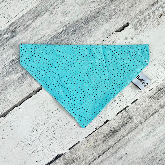 Blue with Black Dots - Slip On Pet Bandana
