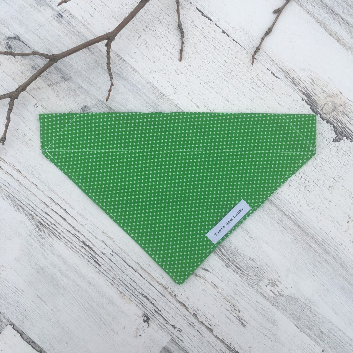 Green Polka Dots - Slip On Pet Bandana