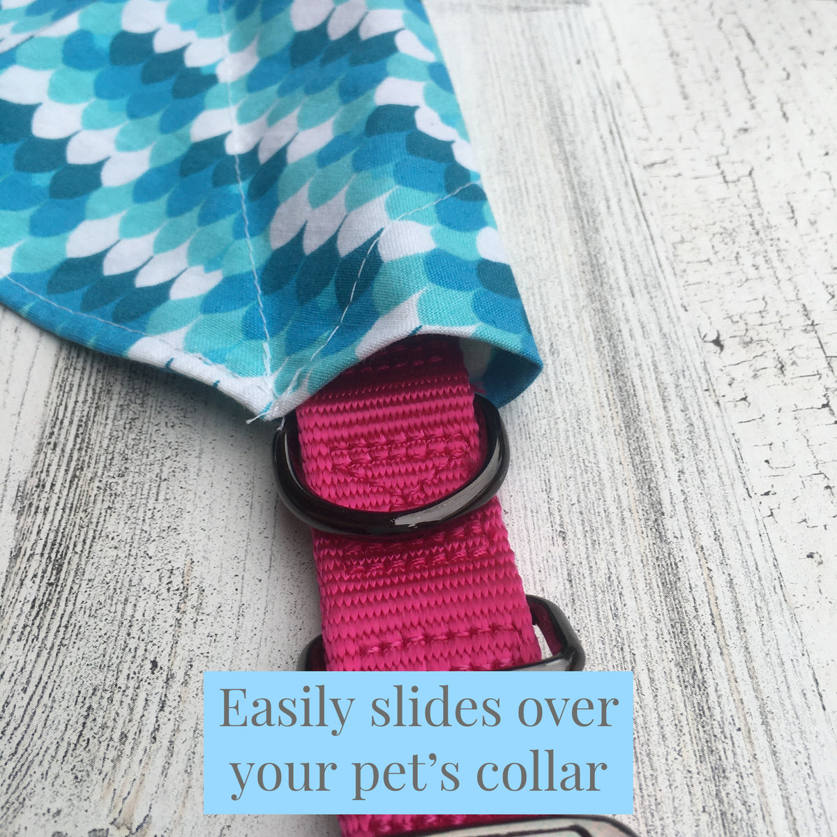 Blue Floral Wave - Slip On Pet Bandana