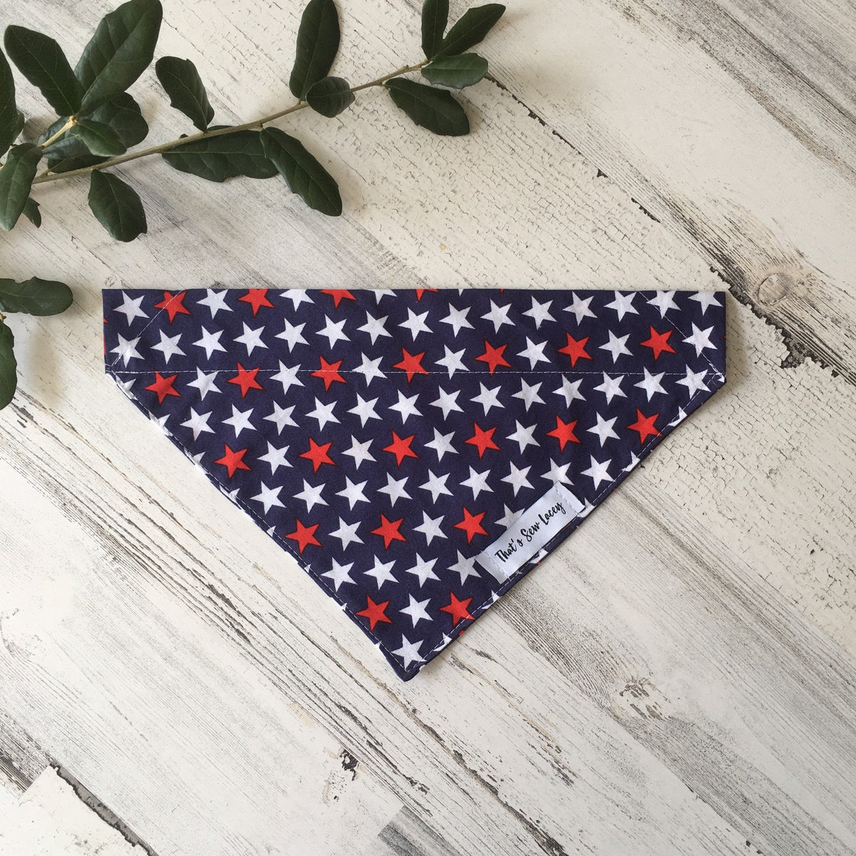 Blue with Red & White Stars - Slip On Pet Bandana