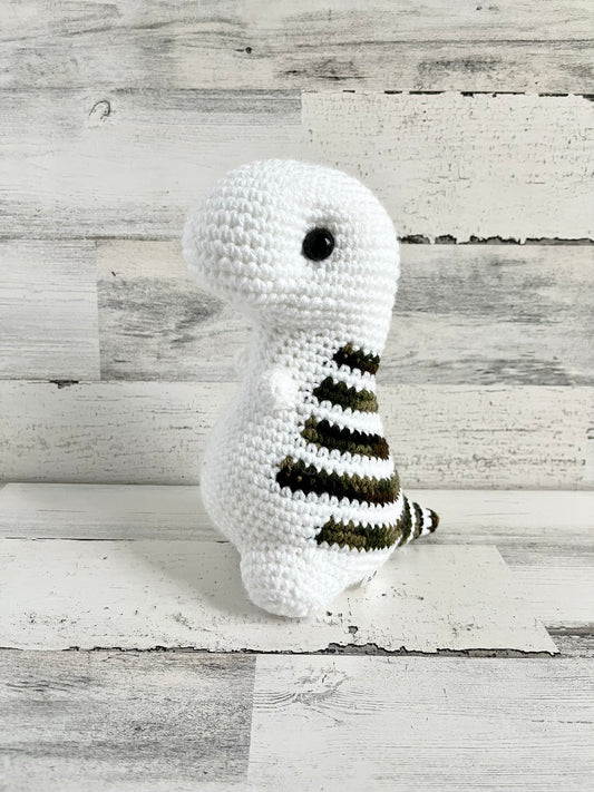 White with Camouflage Stripes - Chubby Dinosaur