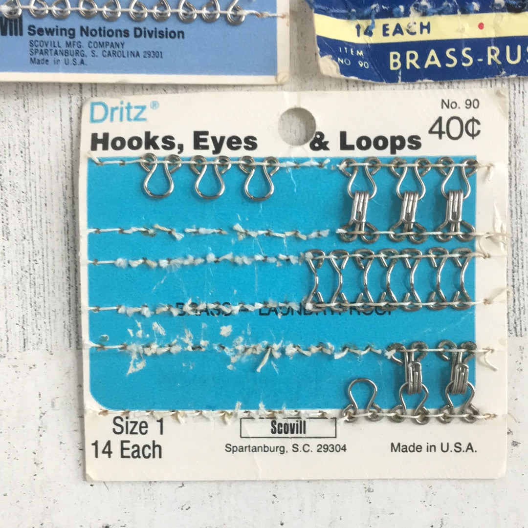 Lot of Vintage Sew-on Hooks, Eyes, & Loops