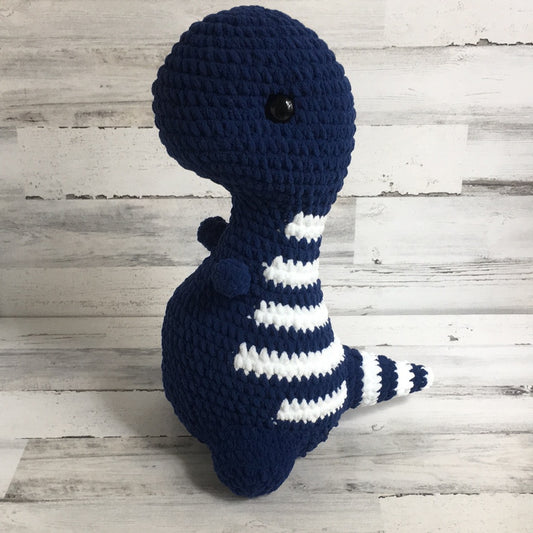 Blue with White Stripes - MEGA PLUSH Chubby Dinosaur