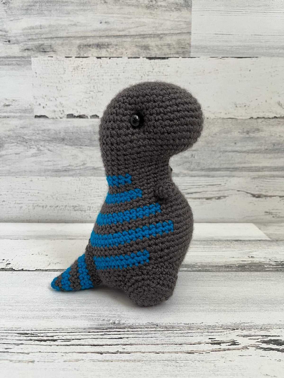 Graphite Gray with Sapphire Blue Stripes - Chubby Dinosaur