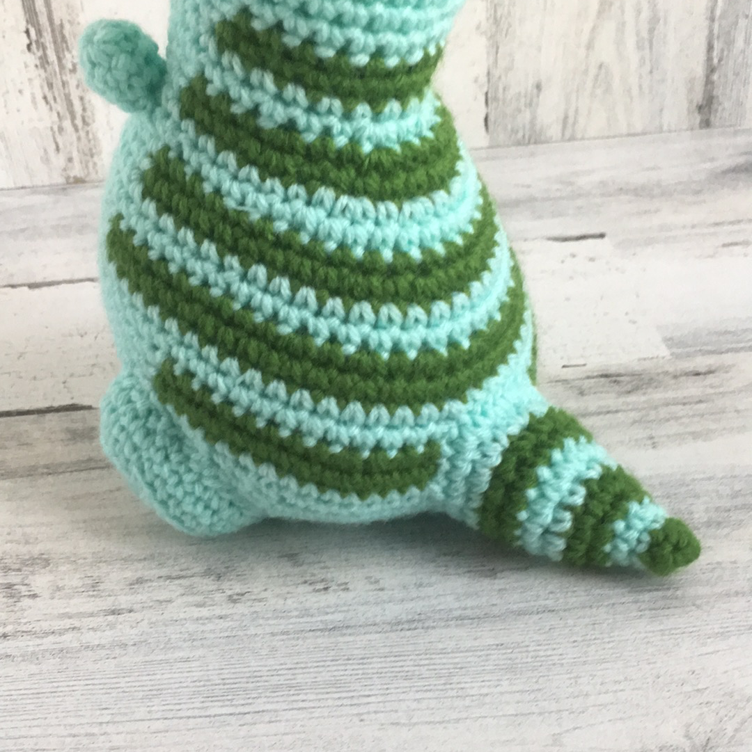 Aqua Blue with Forest Green Stripes - Chubby Dinosaur