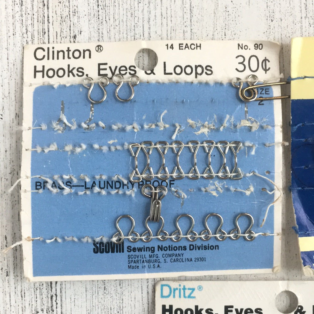 Lot of Vintage Sew-on Hooks, Eyes, & Loops