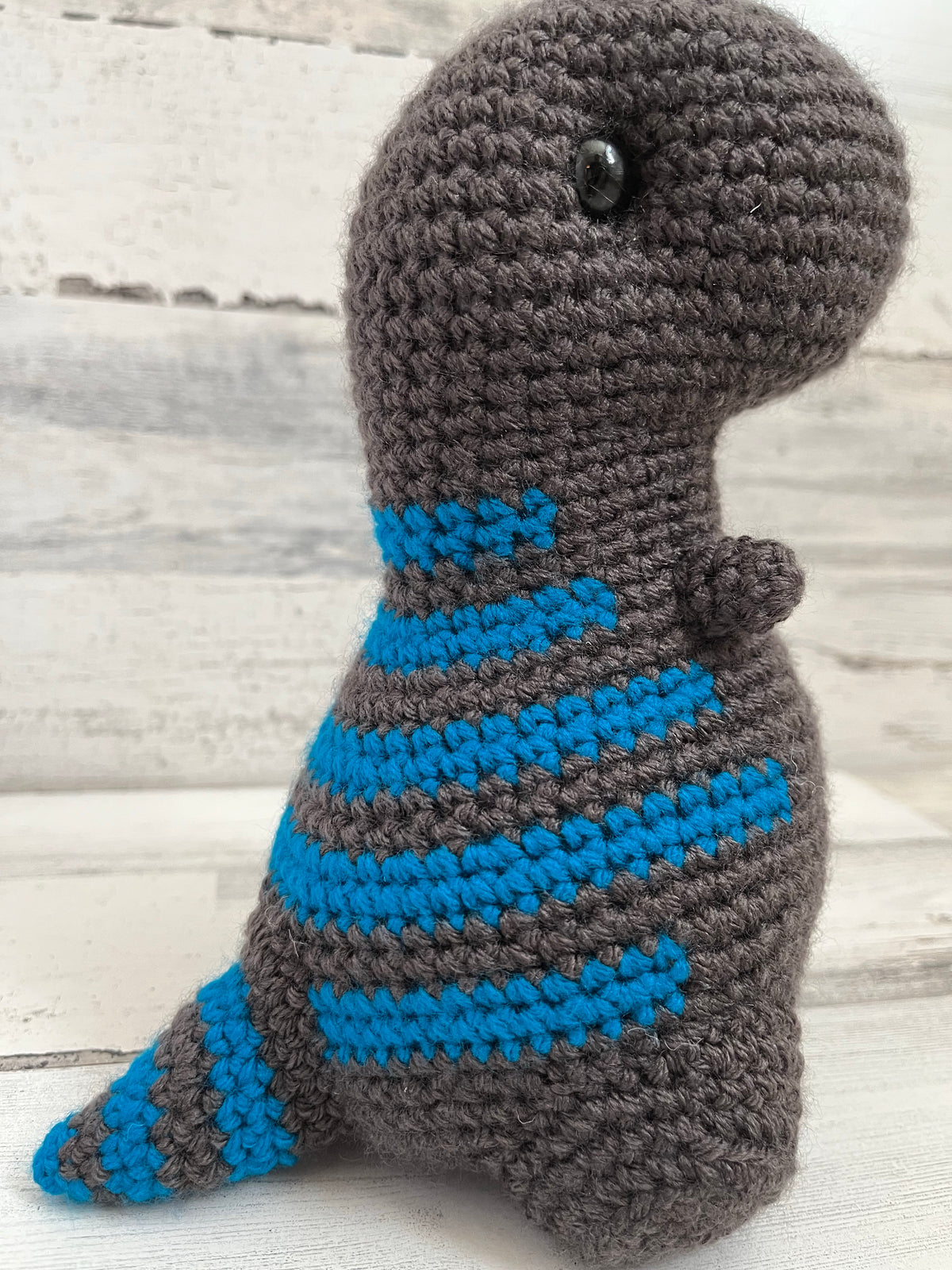 Graphite Gray with Sapphire Blue Stripes - Chubby Dinosaur